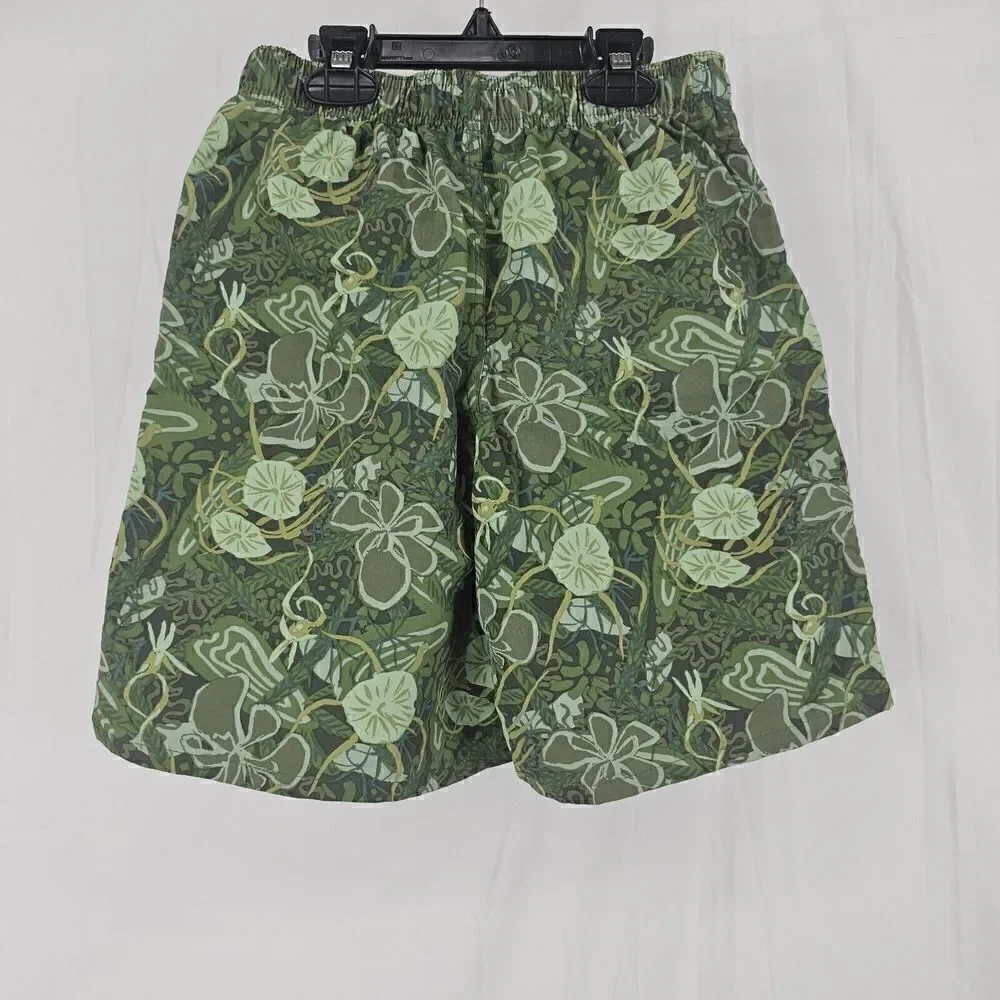 Patagonia Green Floral Boys Baggies Size Large Swim Trunks Shorts